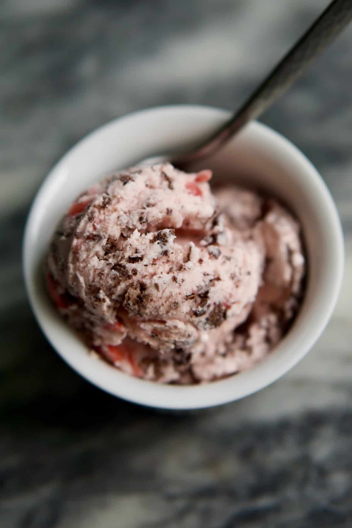 Strawberry Ice Cream with Chocolate Flakes